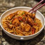 Nouilles sautées au poulet caramélisé