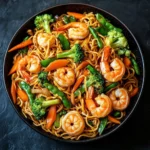 Nouilles Sautées aux Crevettes et Légumes