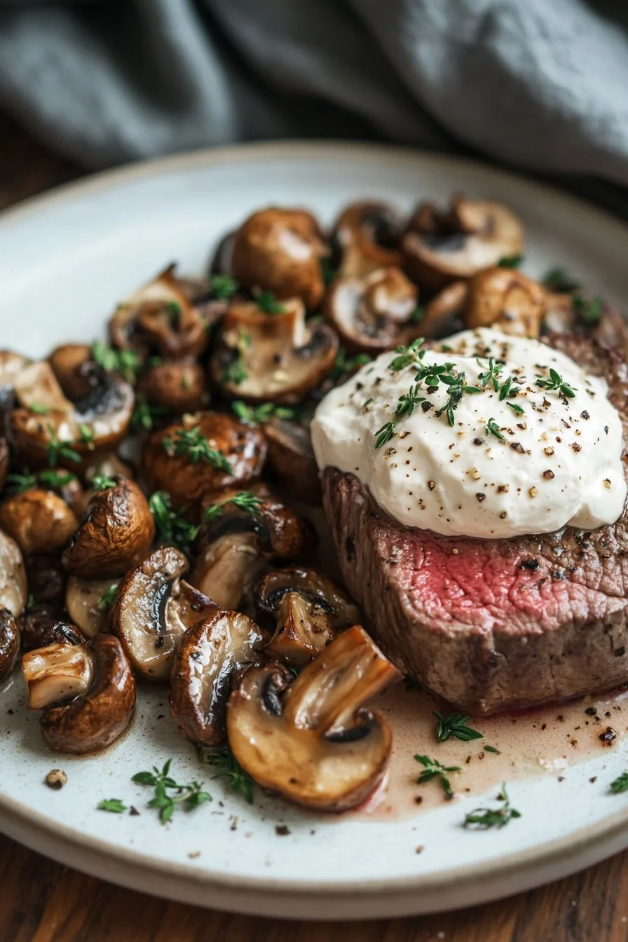 Filet Mignon Crémeux au Boursin et Champignons