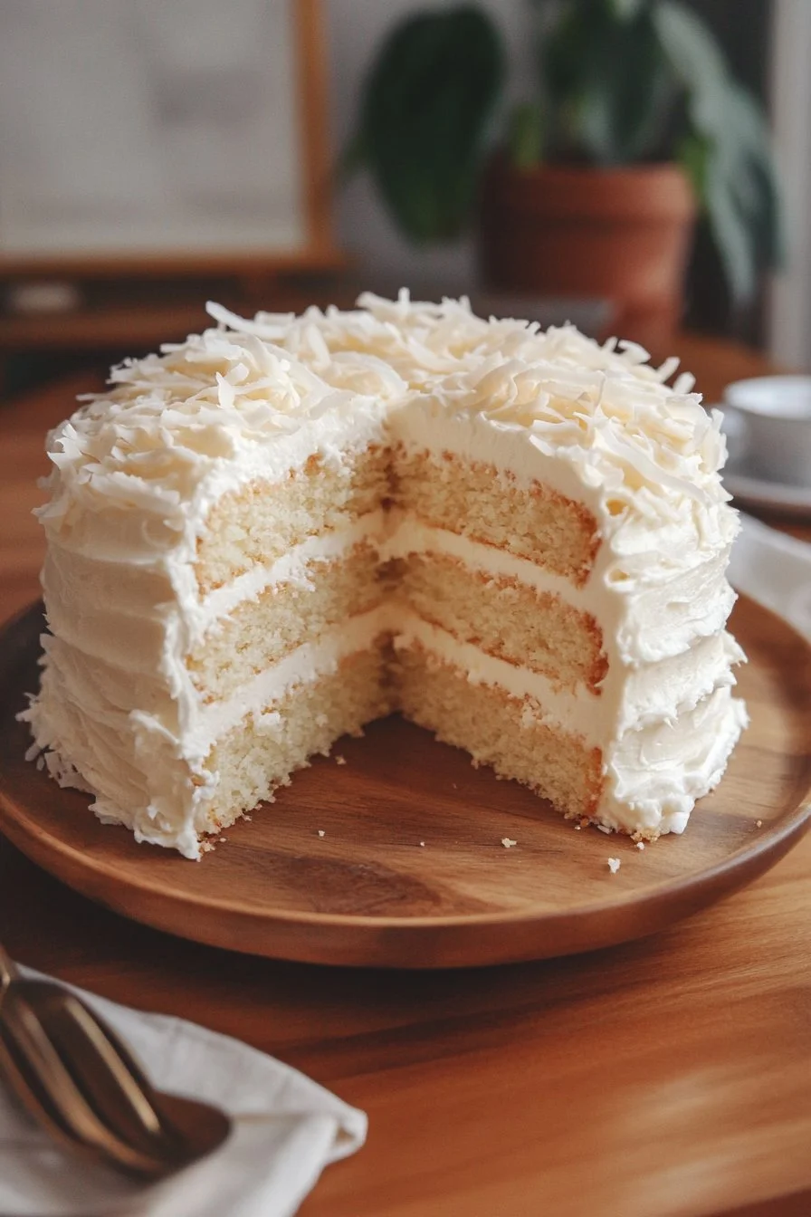 This coconut mousse cake is as fluffy as a cloud! ☁️