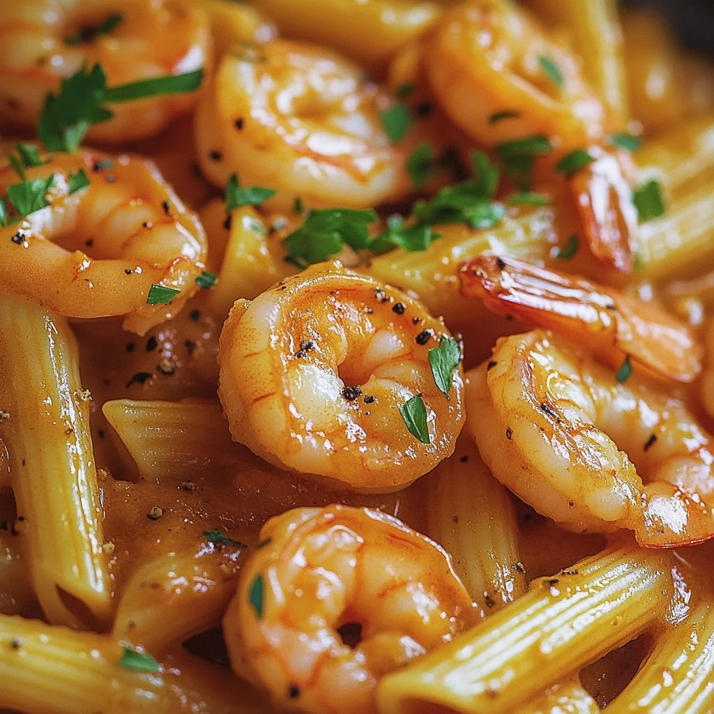 Assiette de pâtes aux crevettes préparées en 30 minutes