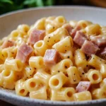 Pâtes crémeuses au jambon et comté