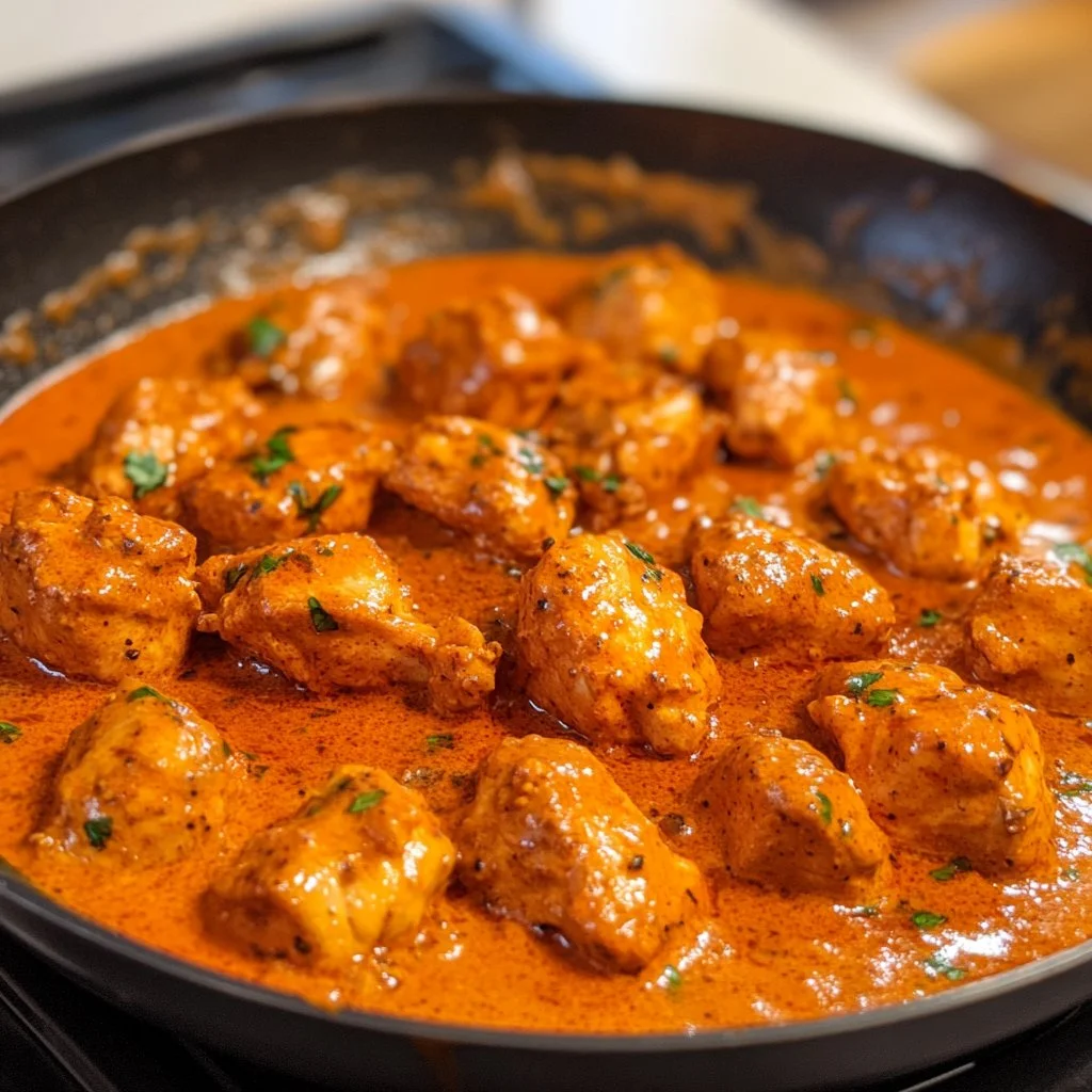 Poulet aux épices et sauce tomate, plat savoureux et épicé