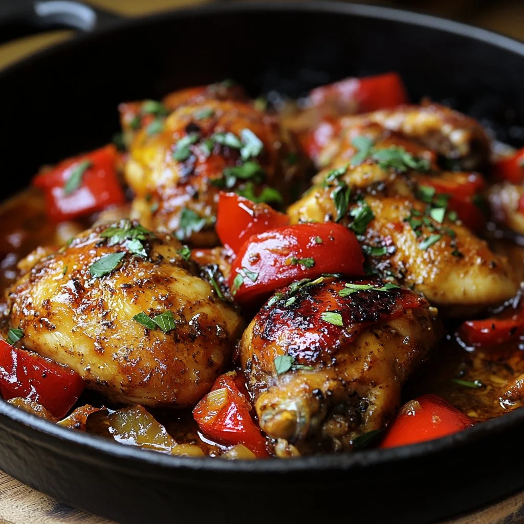 Poulet aux poivrons coloré et savoureux