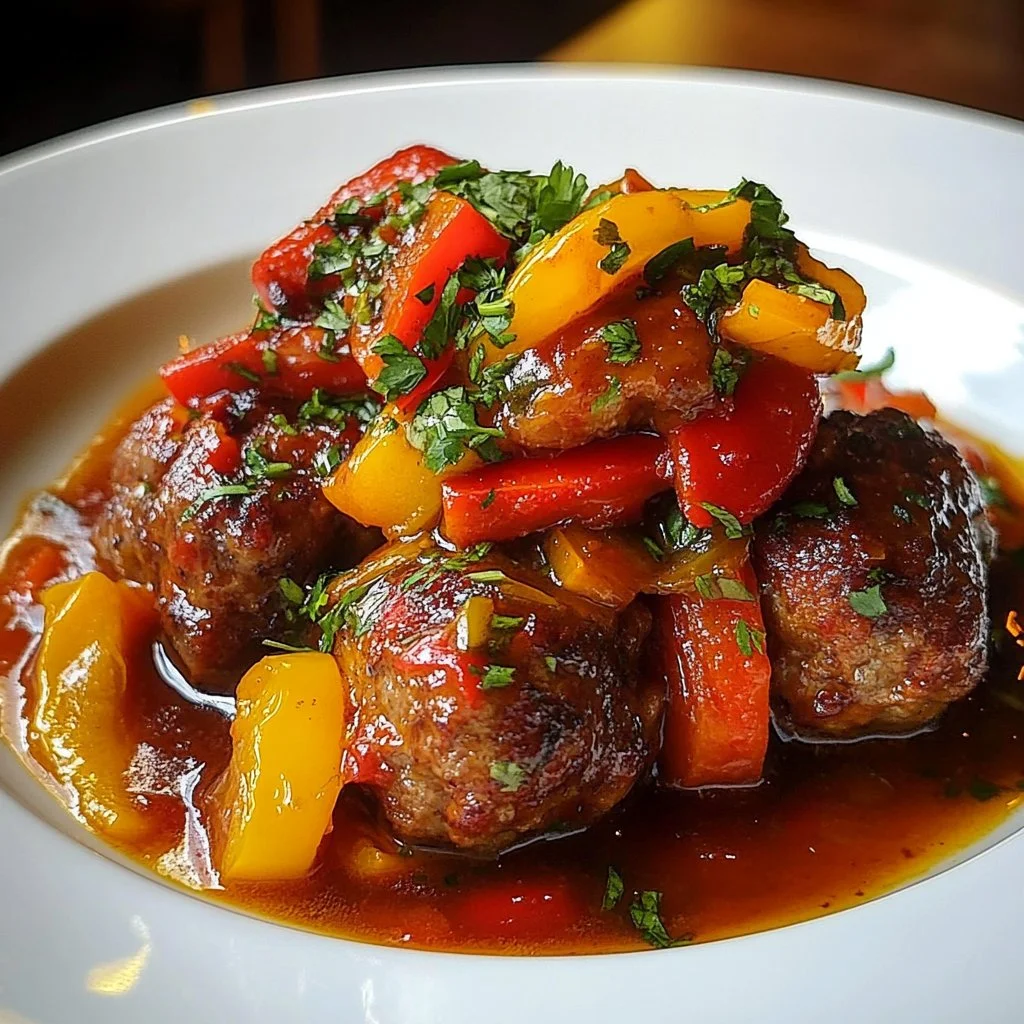 Plat délicieux de Poulet Basquaise avec poivrons et tomates
