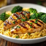 Poulet Brocoli Orzo au Cheddar