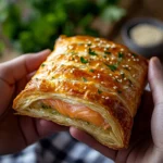 Puff pastry baskets with salmon