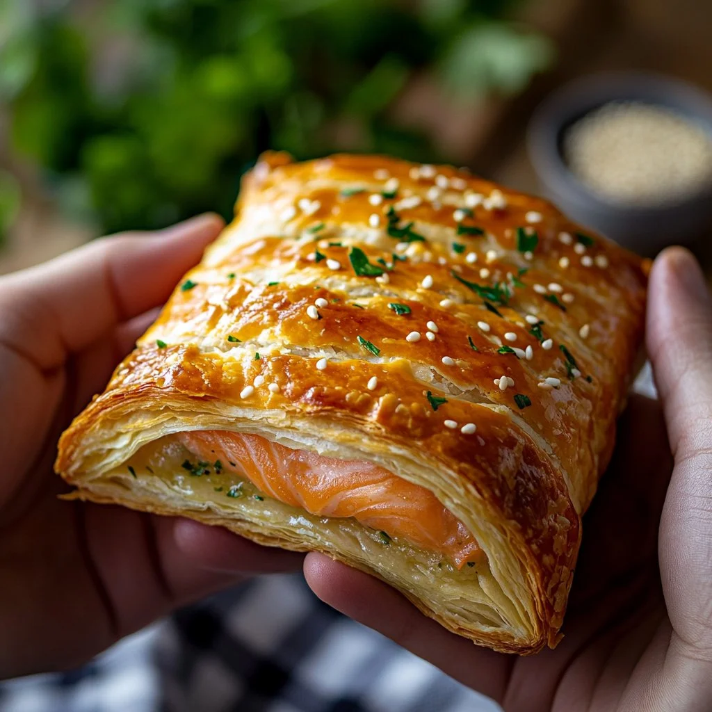 Paniers en pâte feuilletée avec du saumon