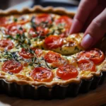 Quiche with tuna, tomato, and goat cheese