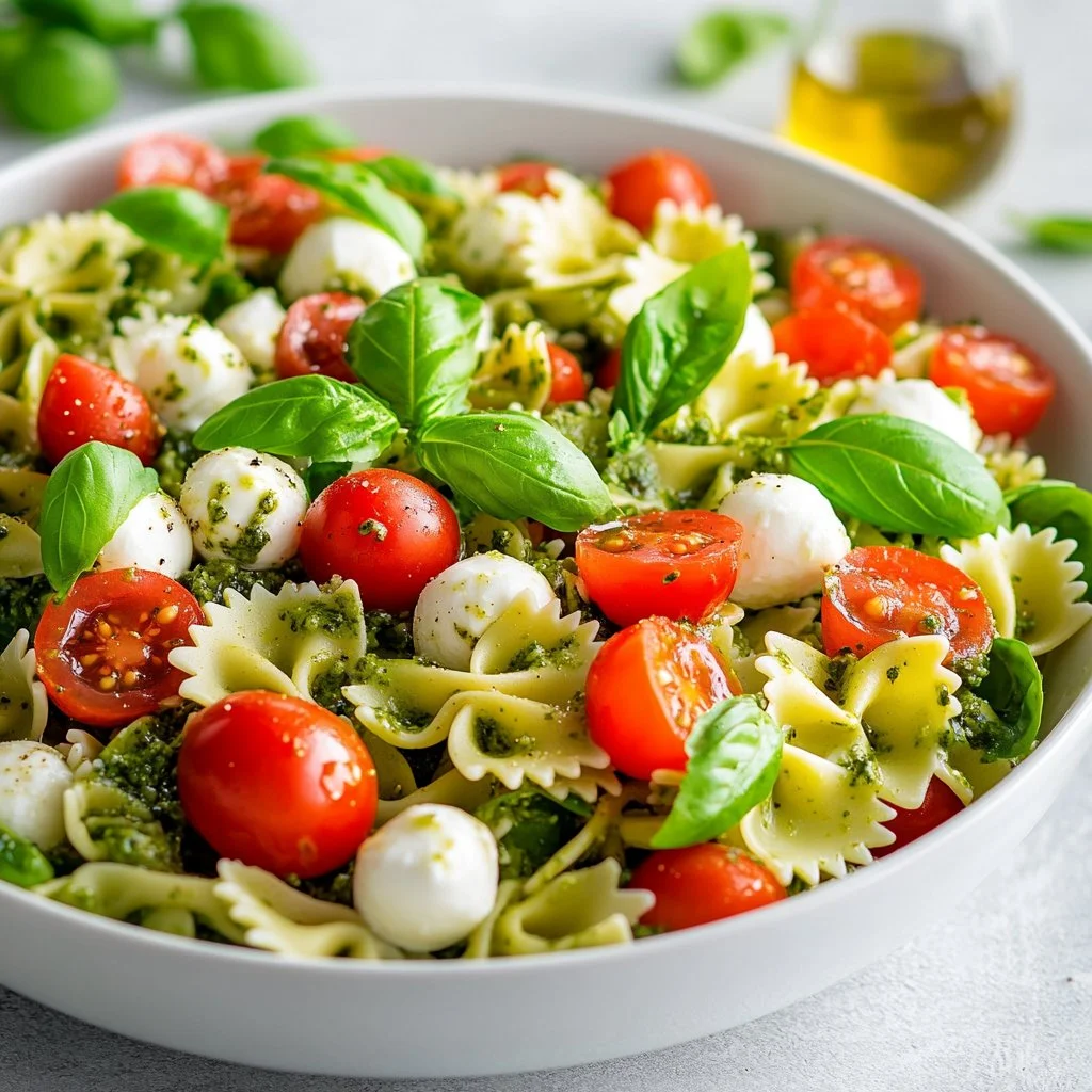 Salade de pâtes en nouilles papillon colorées avec légumes frais