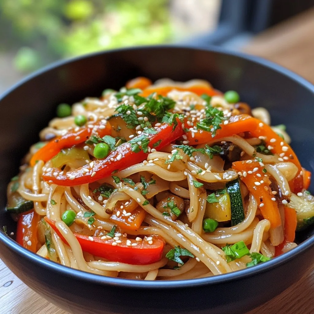 Sauté de légumes aux nouilles, plat coloré et savoureux.