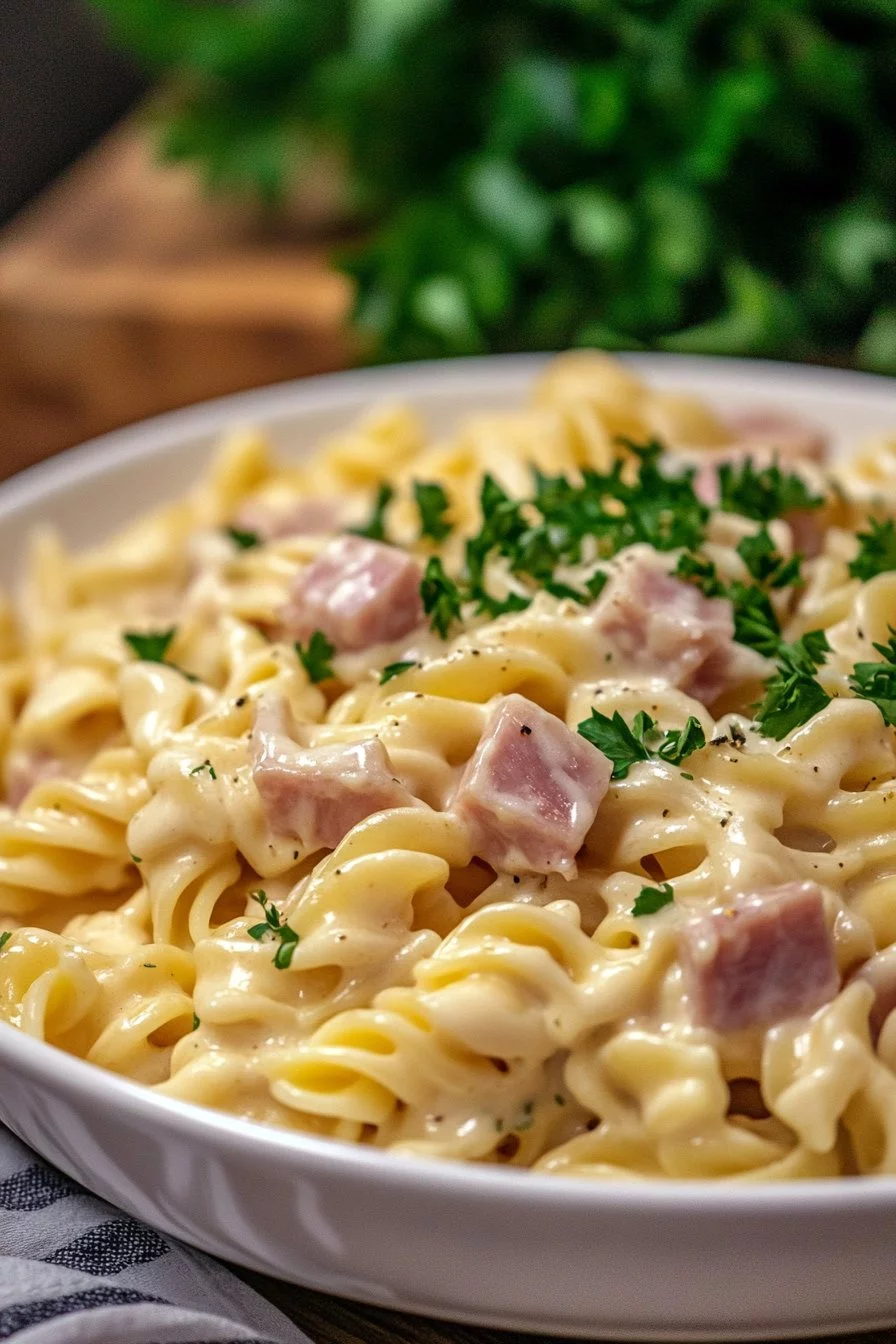 Coquillettes with ham and cream