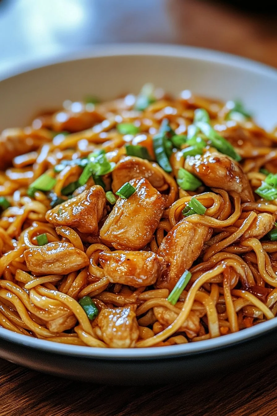 Nouilles Sautées au Poulet Caramélisé