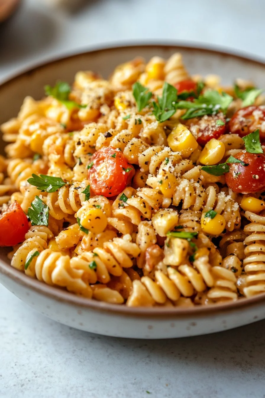 Salade de pâtes au maïs de rue juteux