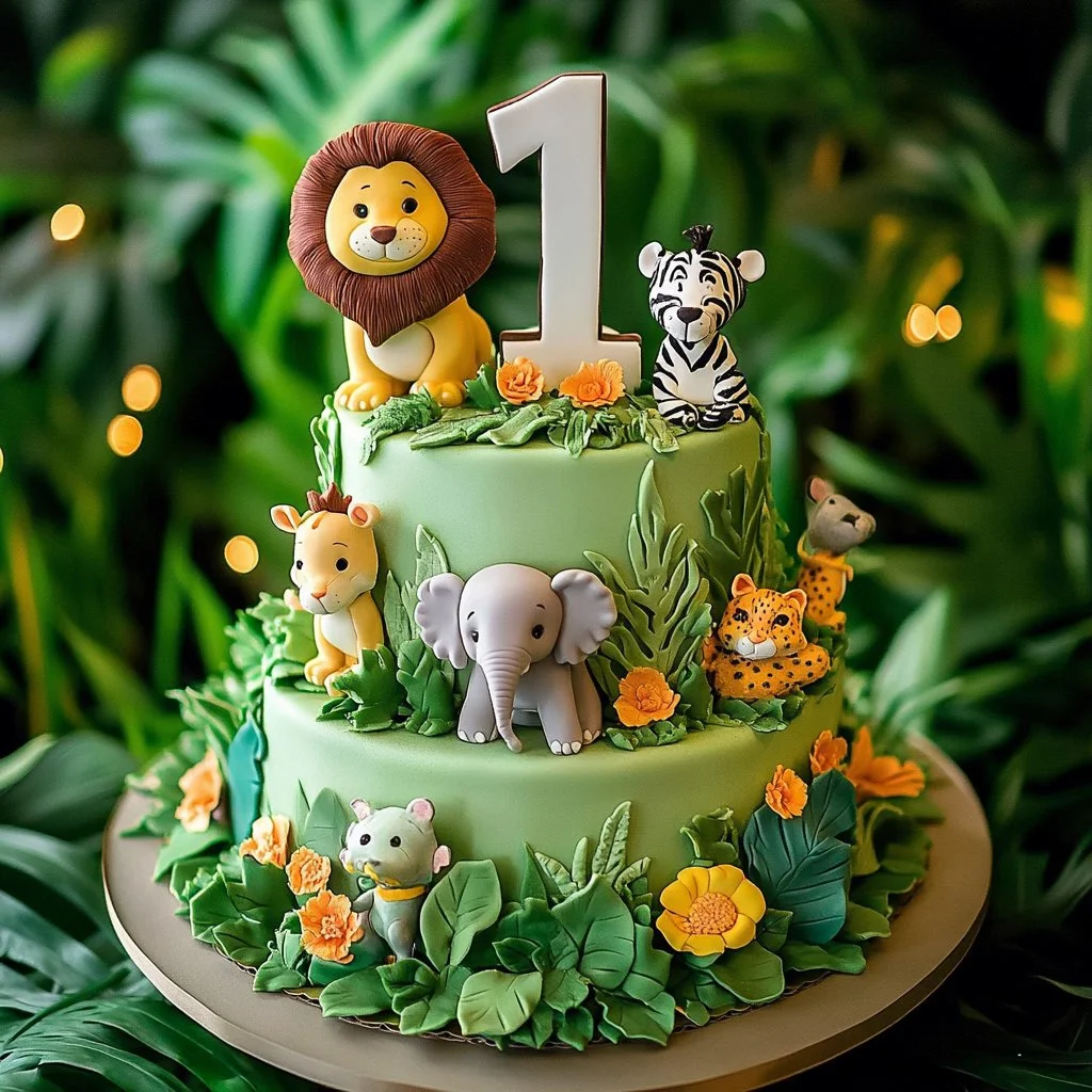 Gâteaux d'anniversaire pour le premier anniversaire d'un enfant, décorés et festifs.