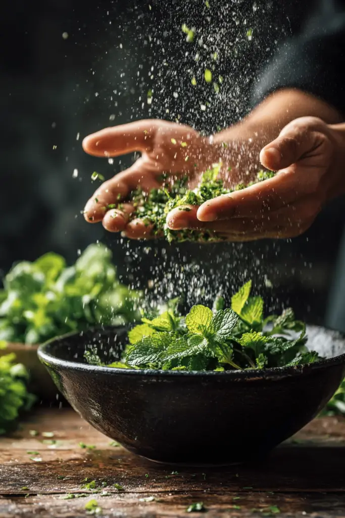 Salades & Bowls : L'Art des Repas Frais et Équilibrés 15 Finition aux herbes fraîches