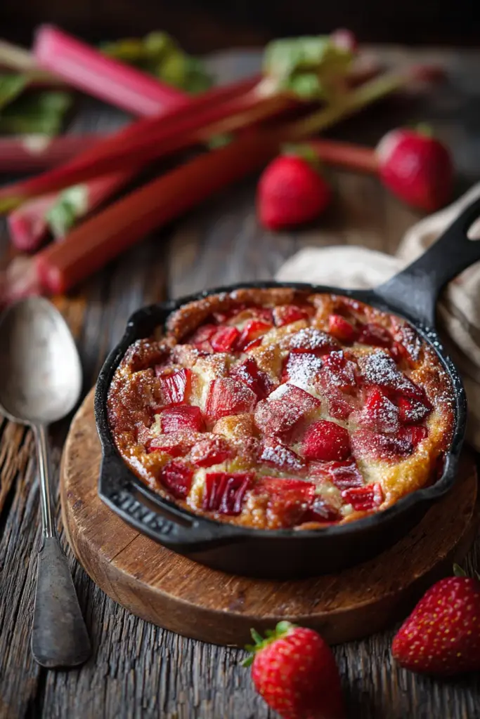 La Collection Complète des Clafoutis Français : Un Voyage Gourmand à Travers les Saisons 20 Fraise et rhubarbe