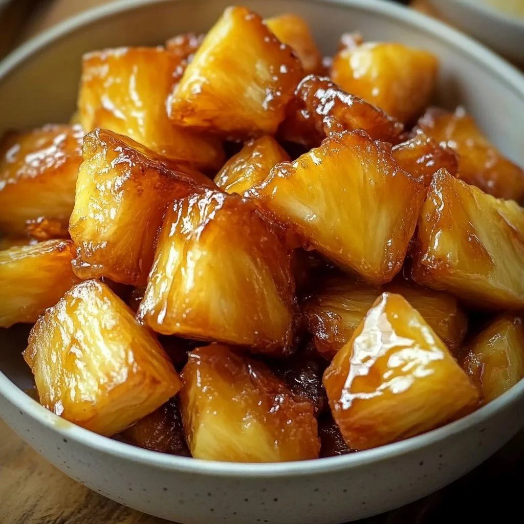 Recette d'ananas caramélisé à l'air fryer délicieusement doré
