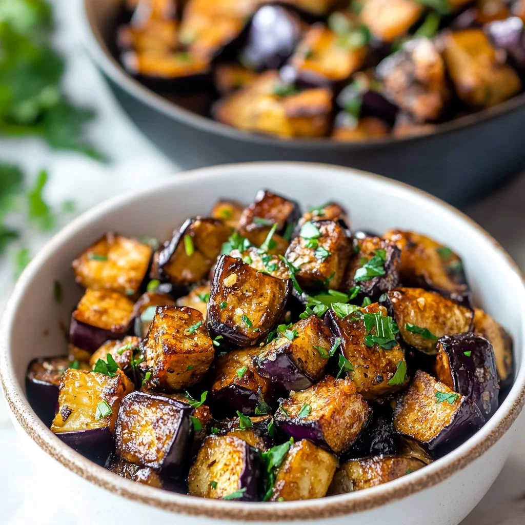 Aubergine cuite à l'air fryer, plat faible en calories et savoureux