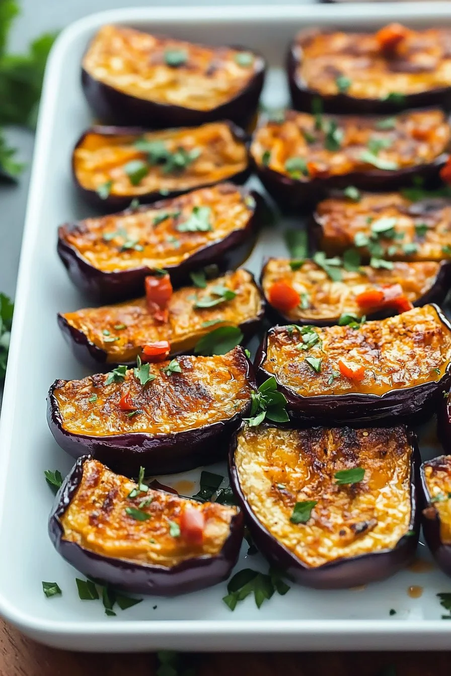 Aubergine à faible teneur en calories cuite à l'air fryer