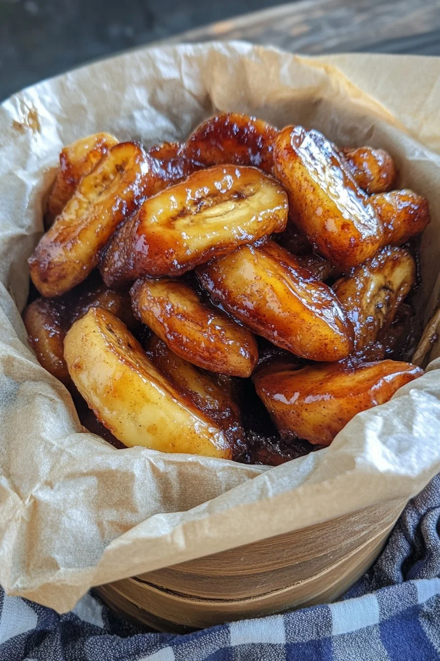 Baked caramelized bananas in the air fryer
