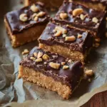 Barres de chocolat, cacahuètes et caramel véganes