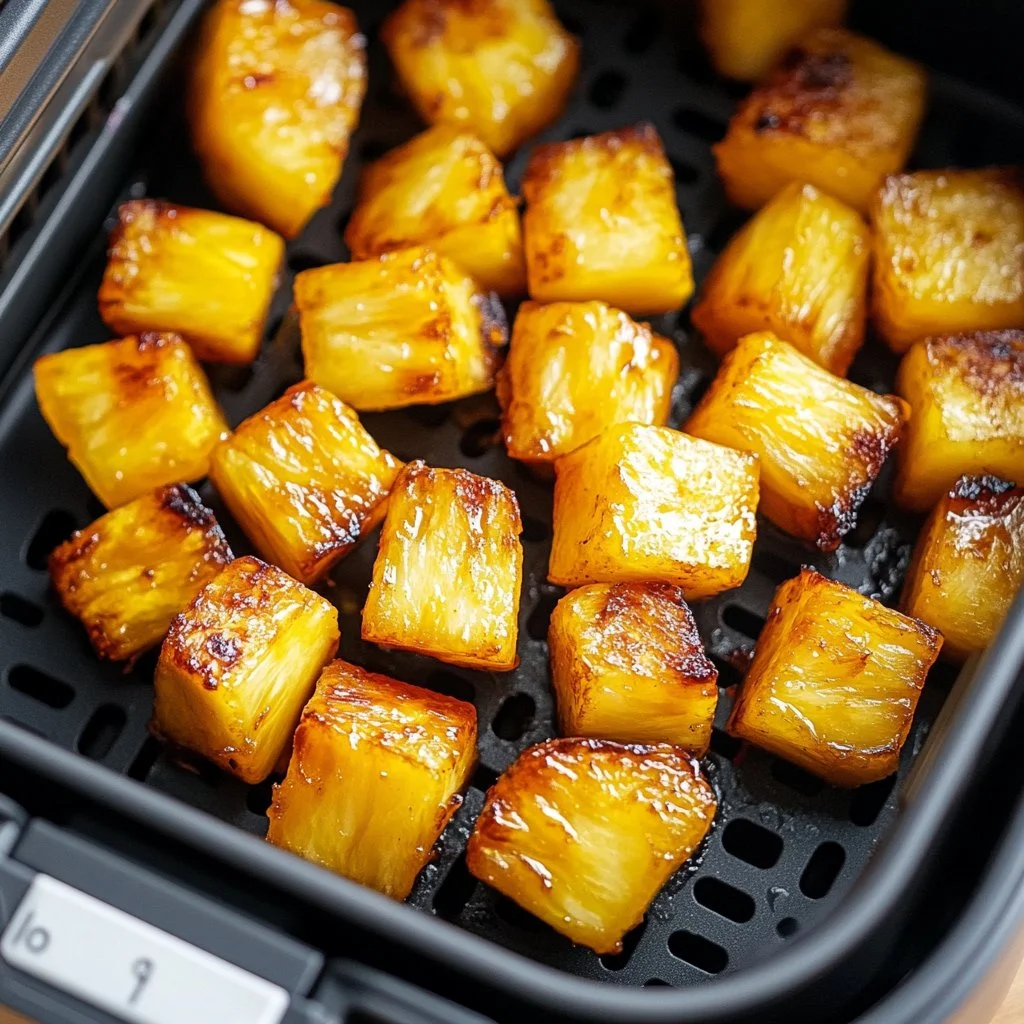 Bouchées d'ananas croustillantes à la friteuse à air, dessert savoureux et léger