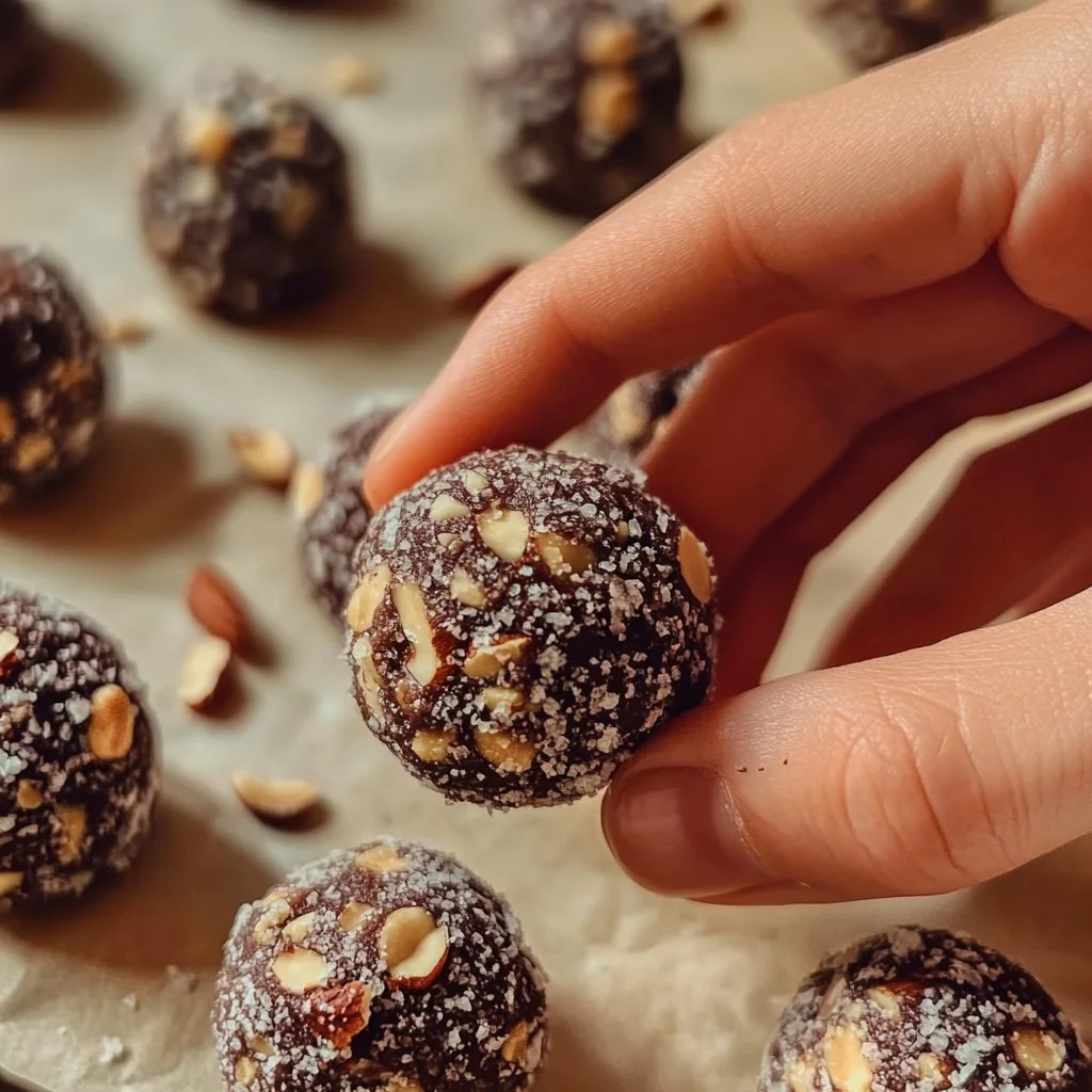 Boules d'énergie santé inspirées des chocolats Ferrero Rocher, gourmandes et nutritives.