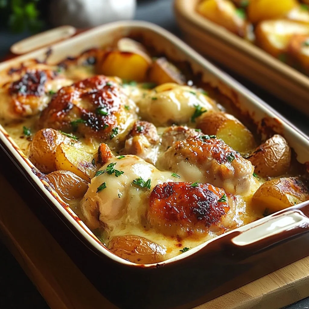 Cassolettes poulet au maroilles, un plat savoureux et réconfortant.