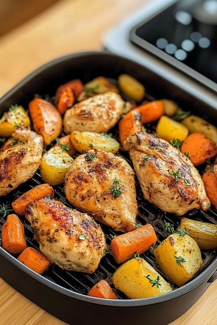 Chicken and vegetables in the air fryer