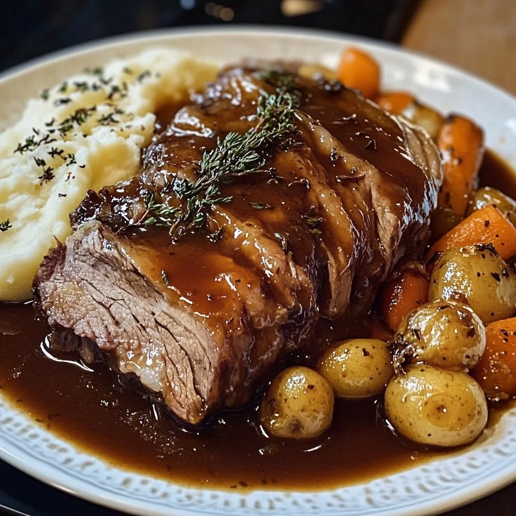 Assiette de Cochon Confit à la Bière et Sirop d'Érable garnie de légumes