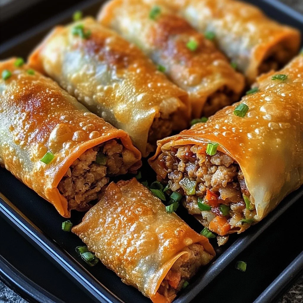 Spring rolls croustillants cuits dans une friteuse à air, idéal pour un apéritif sain.