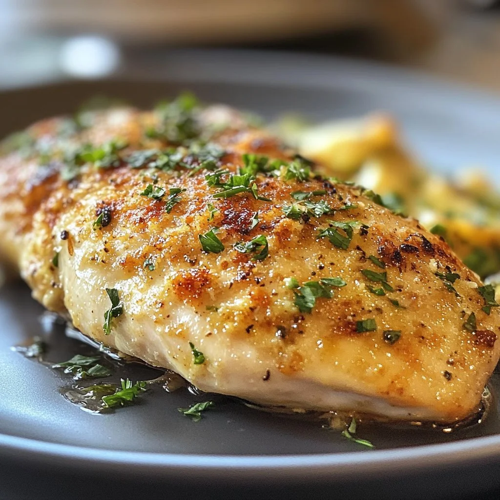 Filet de poulet cuit au four, prêt à être servi avec des légumes