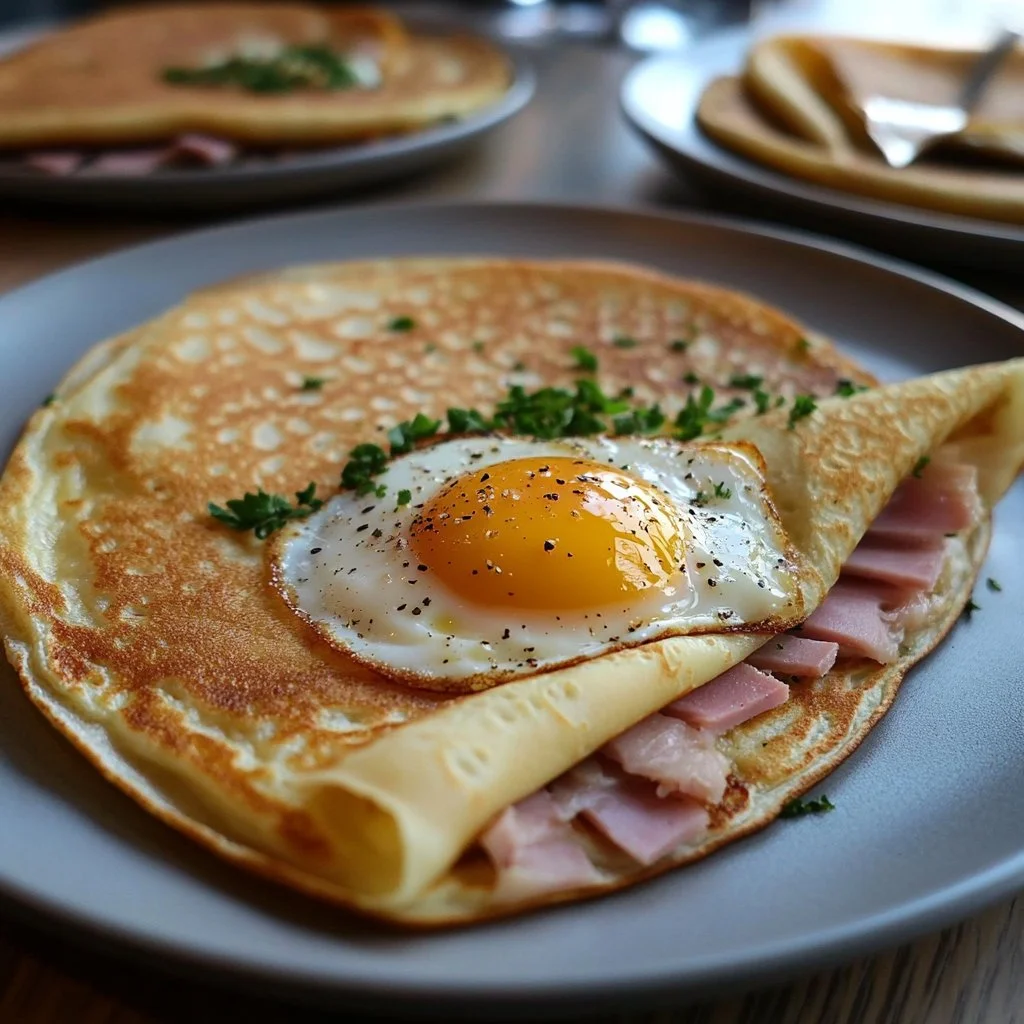 Galette Bretonne Complète garnie d'œufs, jambon et fromage