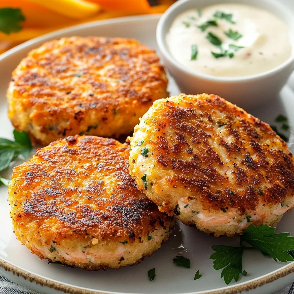 Galettes de saumon croustillantes préparées à la friteuse à air.