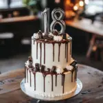 Gâteau d'anniversaire à deux niveaux avec chocolat
