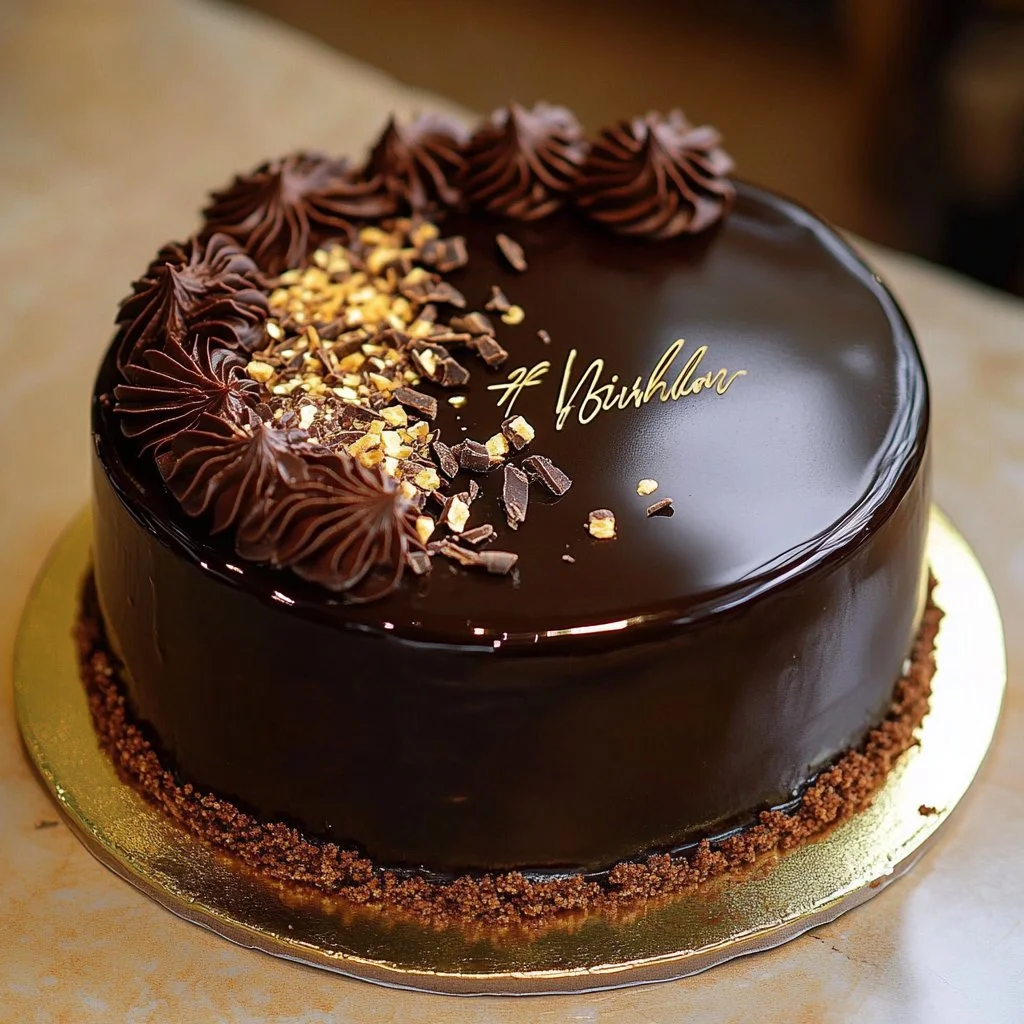 Gâteau d'anniversaire au chocolat riche et moelleux, parfait pour toute célébration.
