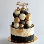 Gâteau d'anniversaire blanc noir et doré