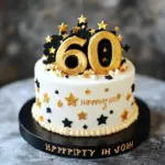 Gâteau d'anniversaire de 60 ans or/blanc/noir