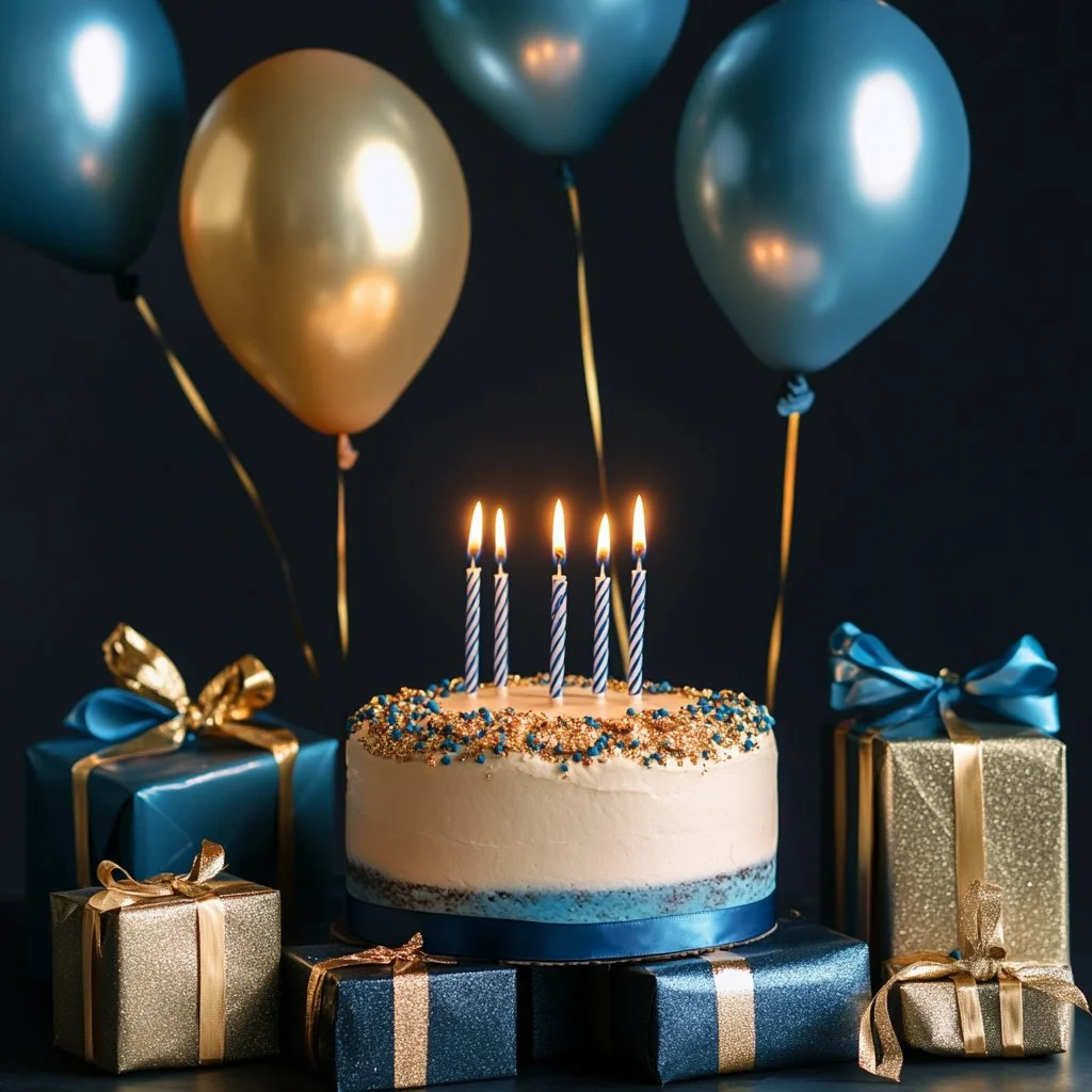 Gâteau anniversaire de luxe avec photo de cadeaux, téléchargement gratuit JPG