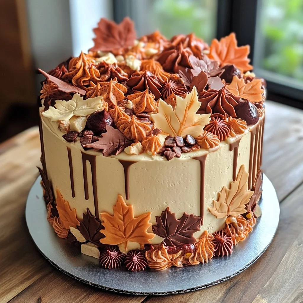 Gâteau d'anniversaire en forme de feuille d'automne décoratif et gourmand.