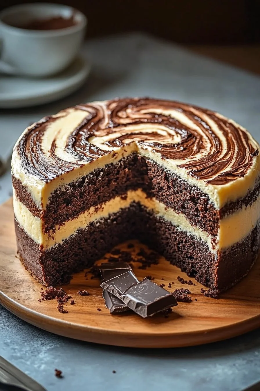 Gâteau marbré chocolat-vanille
