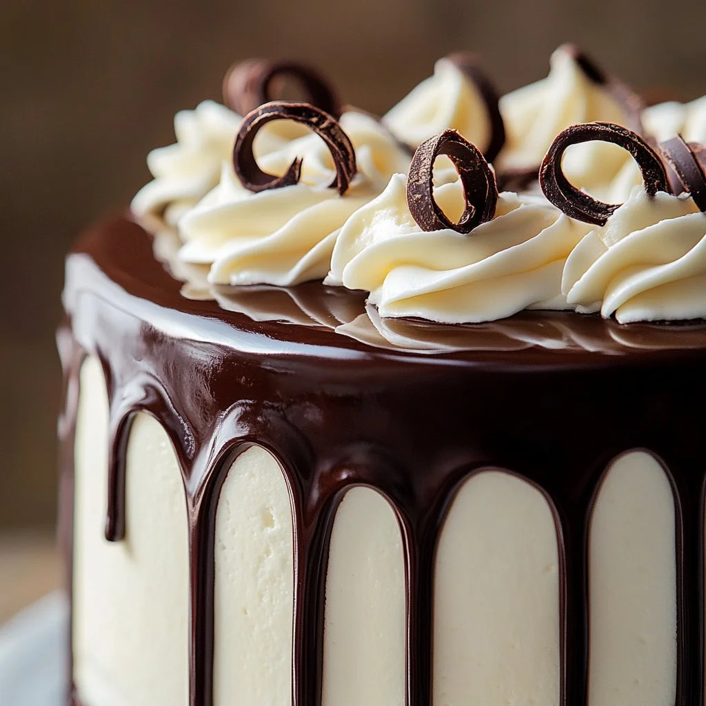 Gâteau mi-brownie mi-entremets vanille, fusion de saveurs délicieuses.