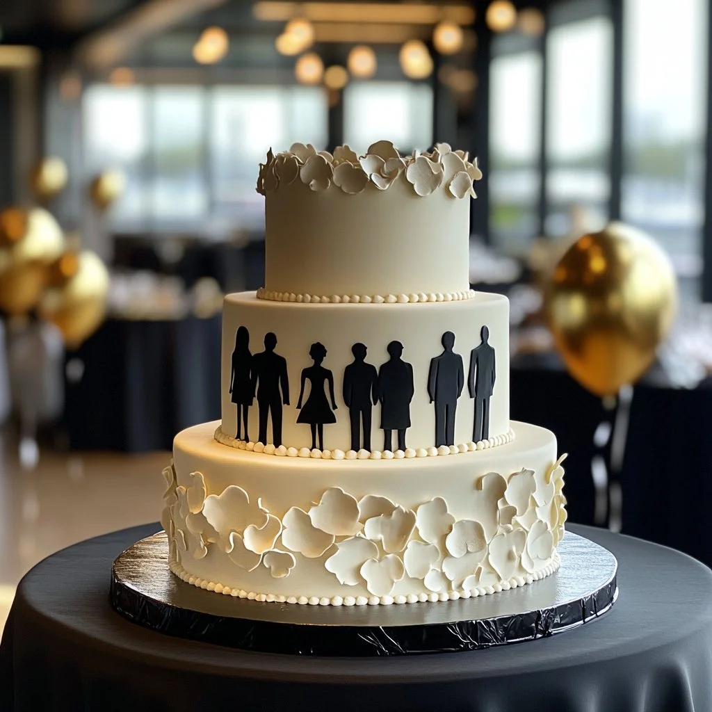 Gâteau Silhouette décoré, délicat et savoureux, parfait pour les célébrations.