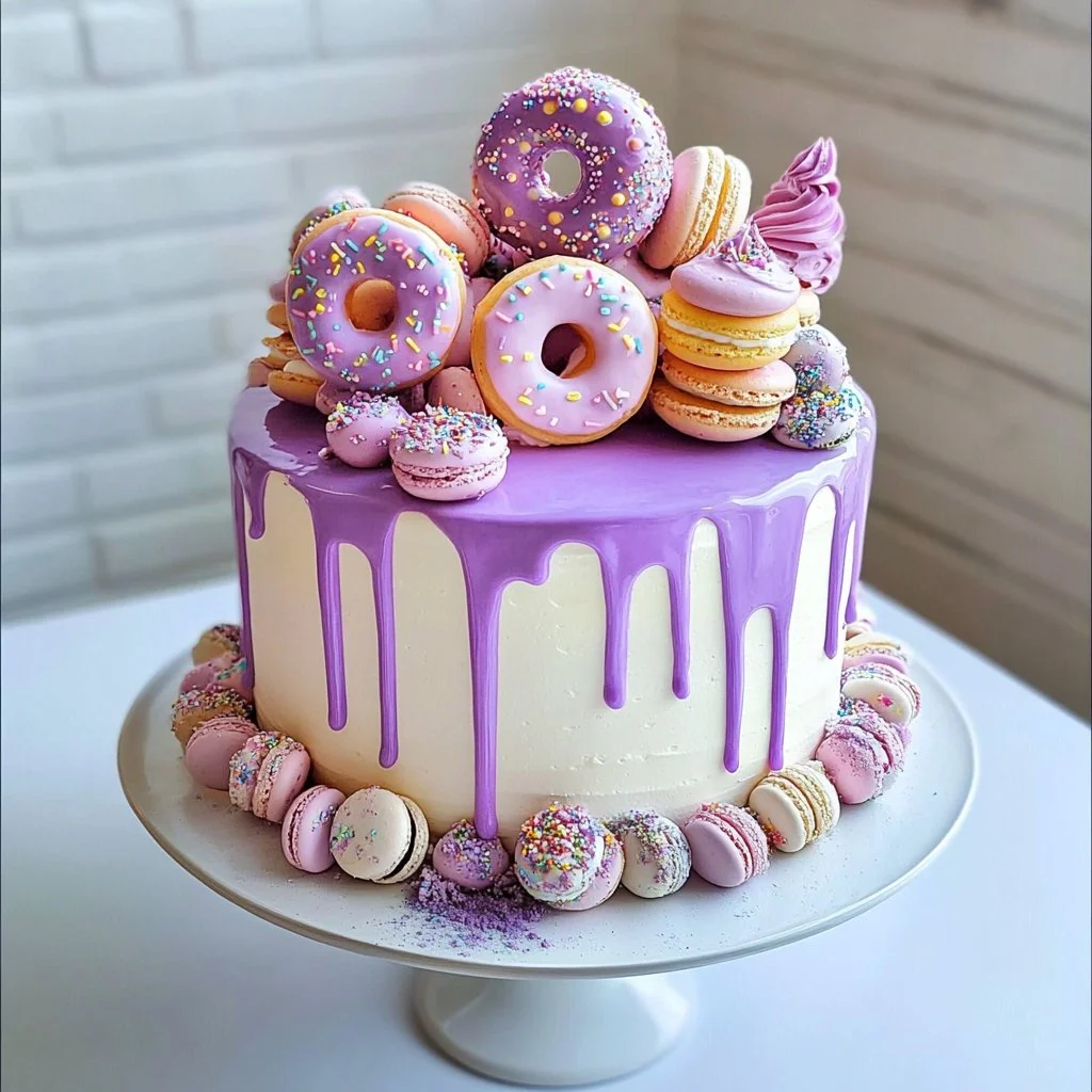Gâteau thématique trois tons élégant et coloré pour célébrations