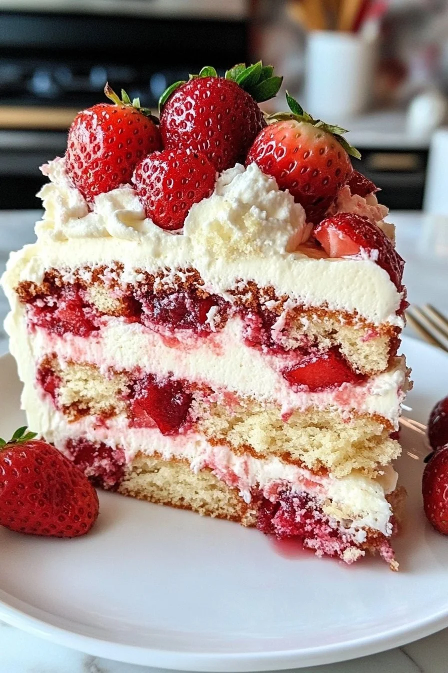 Gâteau tremblement de terre aux fraises