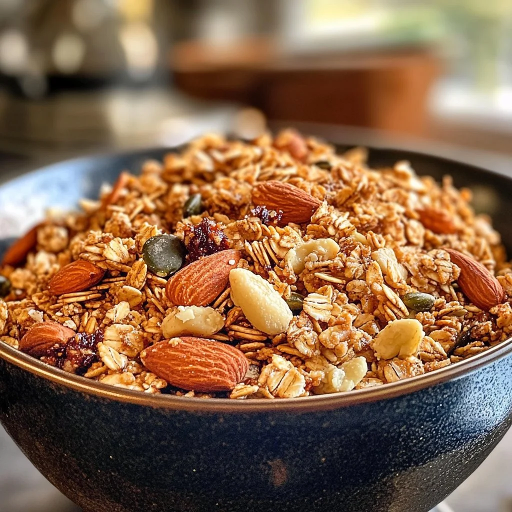 Granola maison IG bas, délicieux et sain pour un petit-déjeuner équilibré