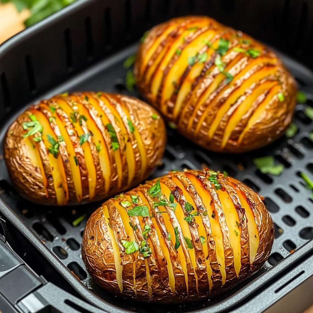 Pommes de terre Hasselback croustillantes cuites à l'air fryer