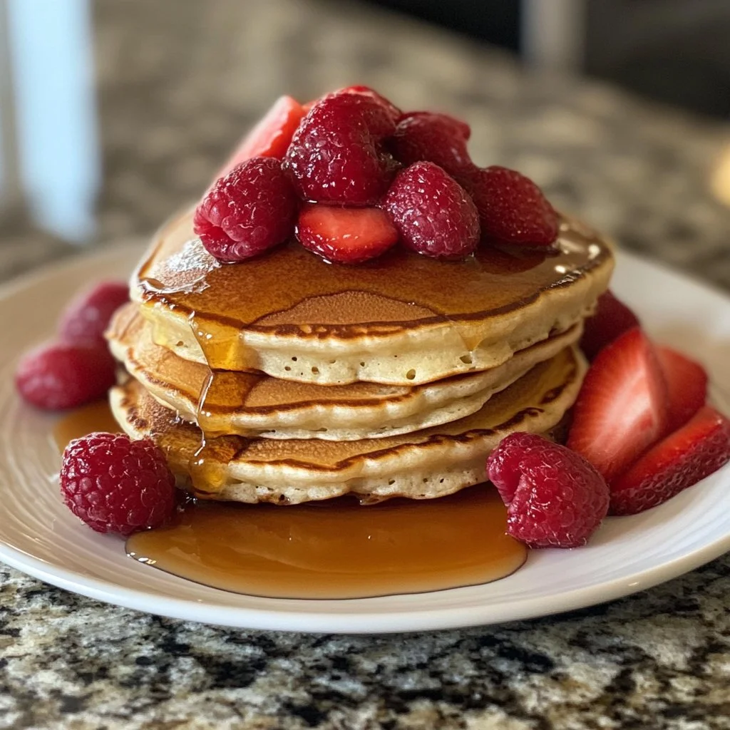 Pancakes au yaourt moelleux et savoureux, parfaits pour le petit-déjeuner.
