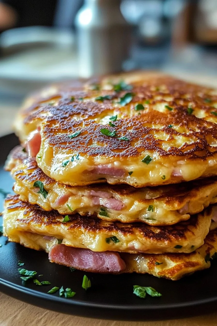 Pancakes jambon fromage savoureux
